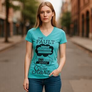 The Fault in Our Stars John Green Tee T-Shirt Blue‎ Size Extra Small XS